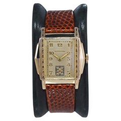 Vintage Gotham Yellow Gold Filled Art Deco Watch with Original Dial