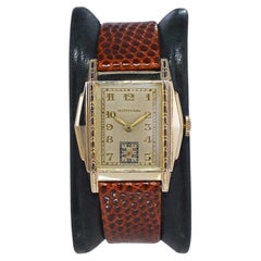 Gotham Gelbgold gefüllte Art-déco-Uhr mit Original-Zifferblatt