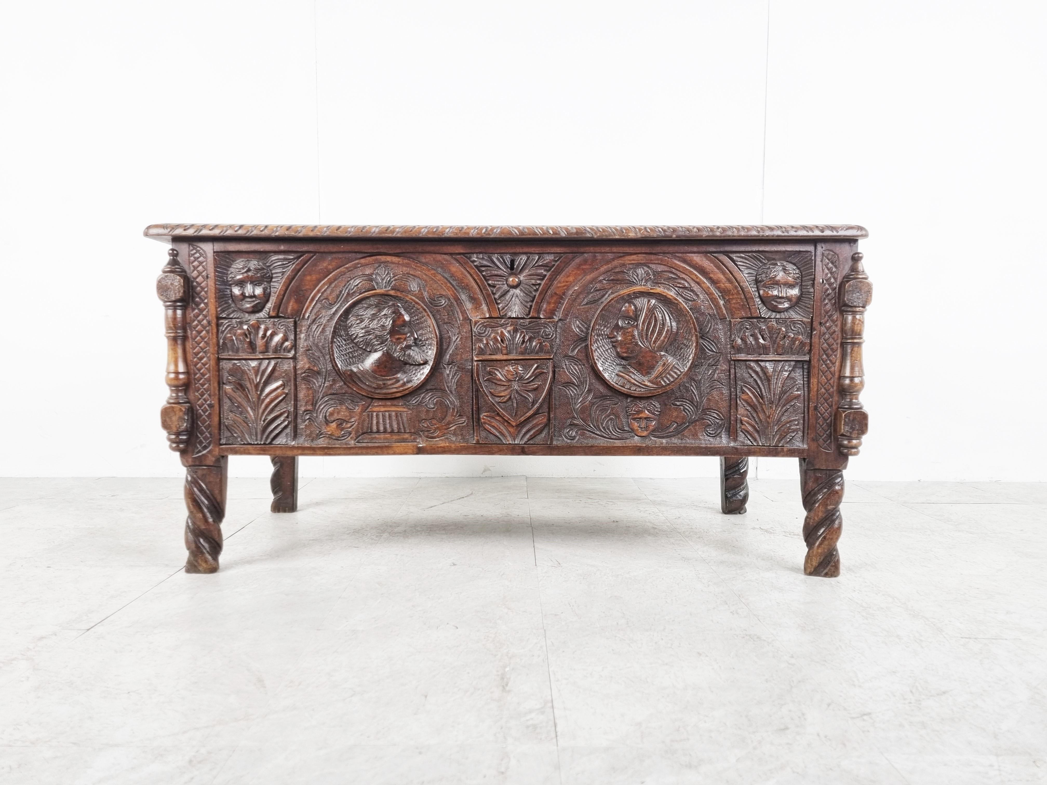 Belgian Gothic 19th Century Blanket Chest