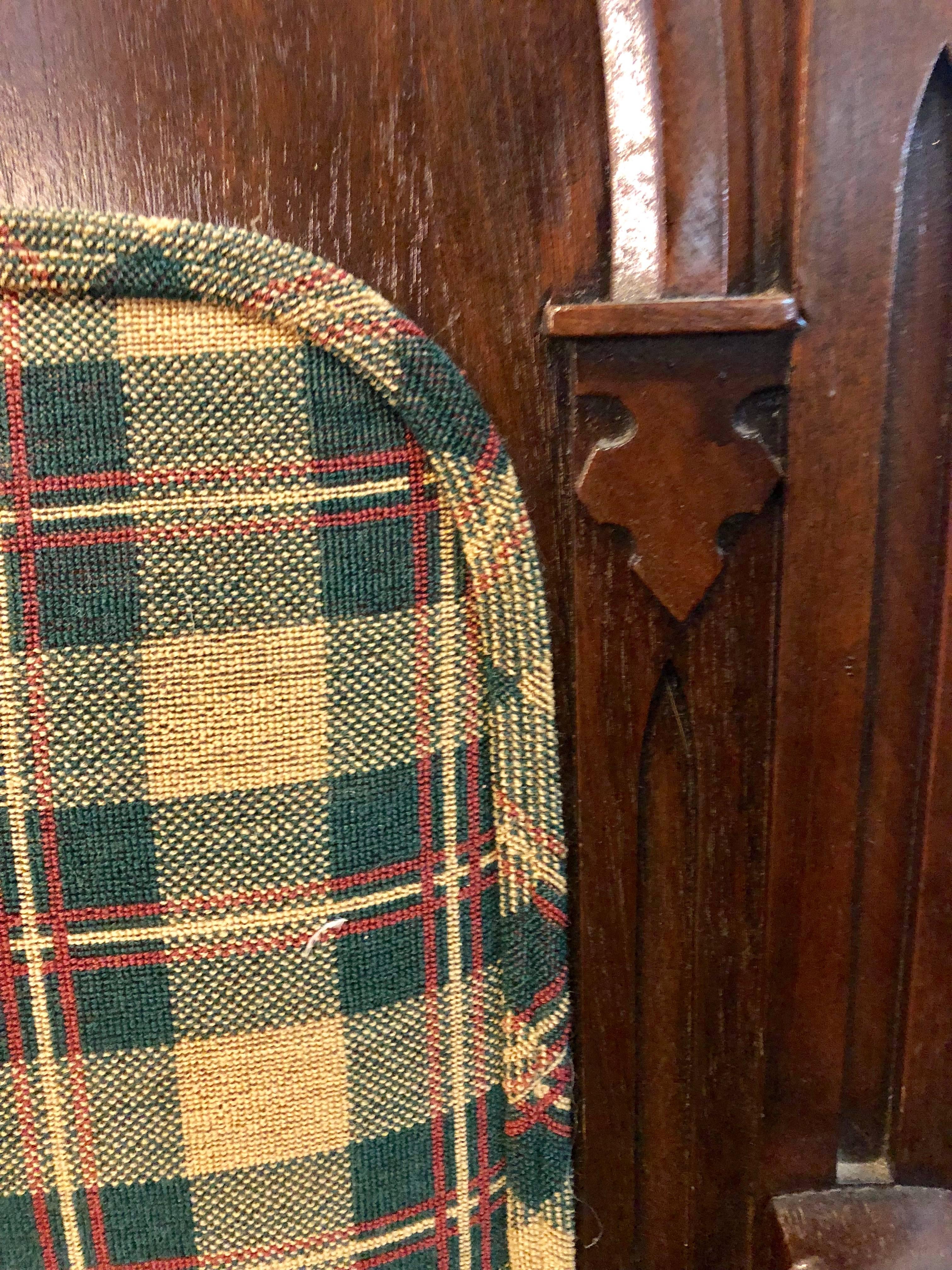 Gothic 19th Century Sofa or Hall Bench in an Irish Plaid Upholstery 2