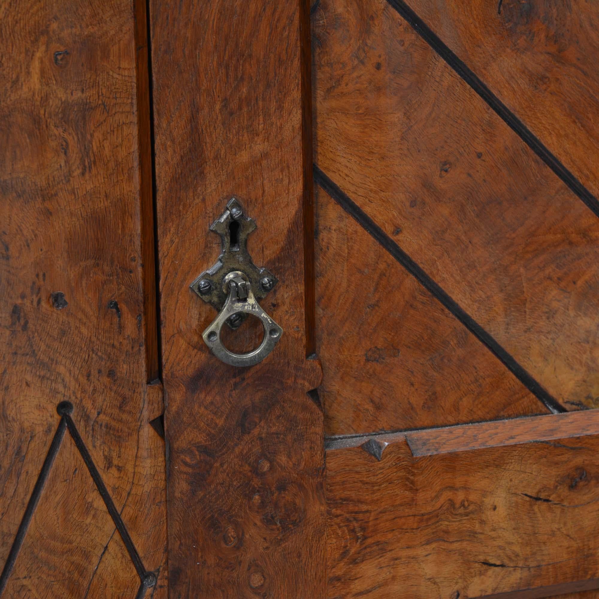 Gothic antique brown oak wardrobe by Marsh, Jones & Cribb For Sale 5