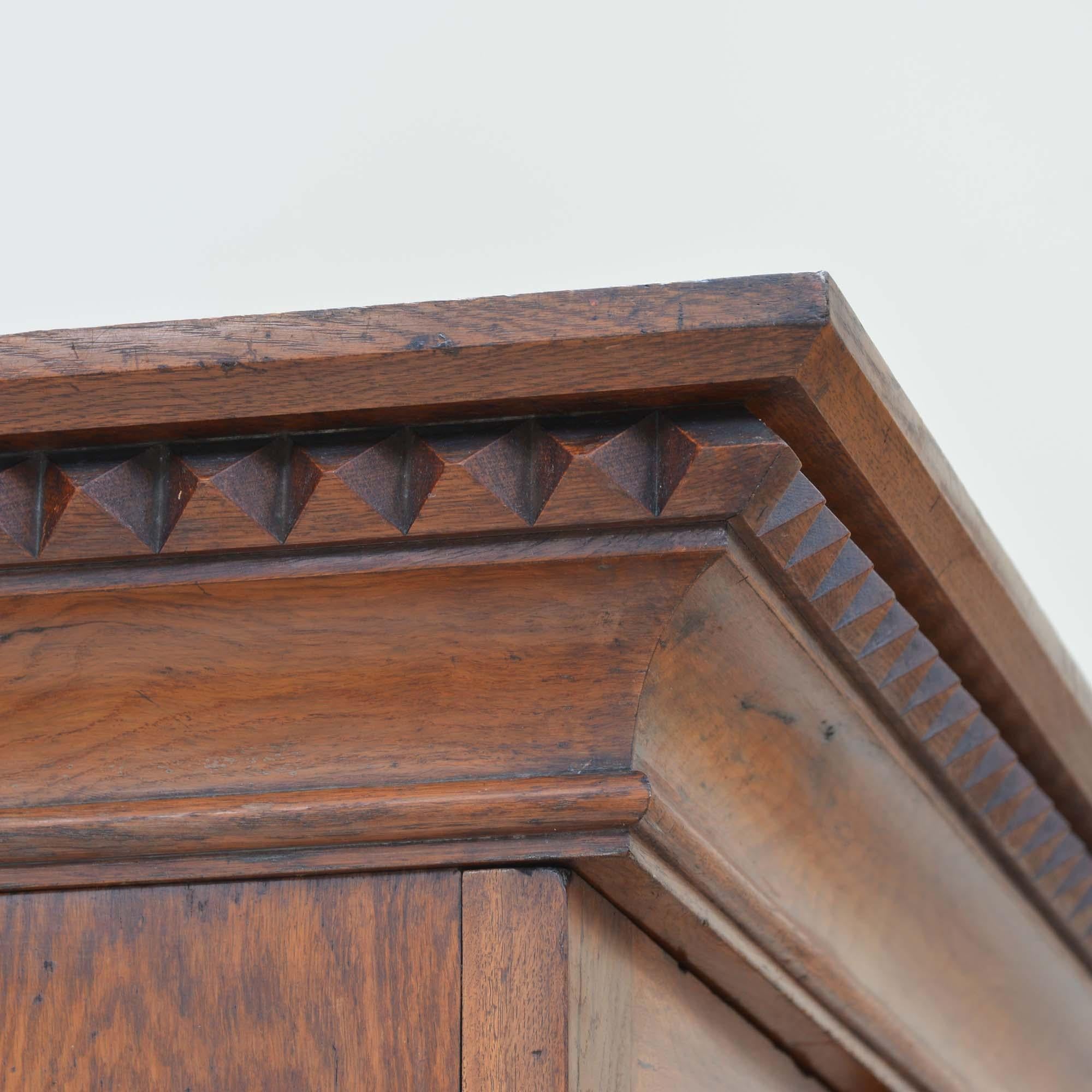 Gothic antique brown oak wardrobe by Marsh, Jones & Cribb For Sale 10
