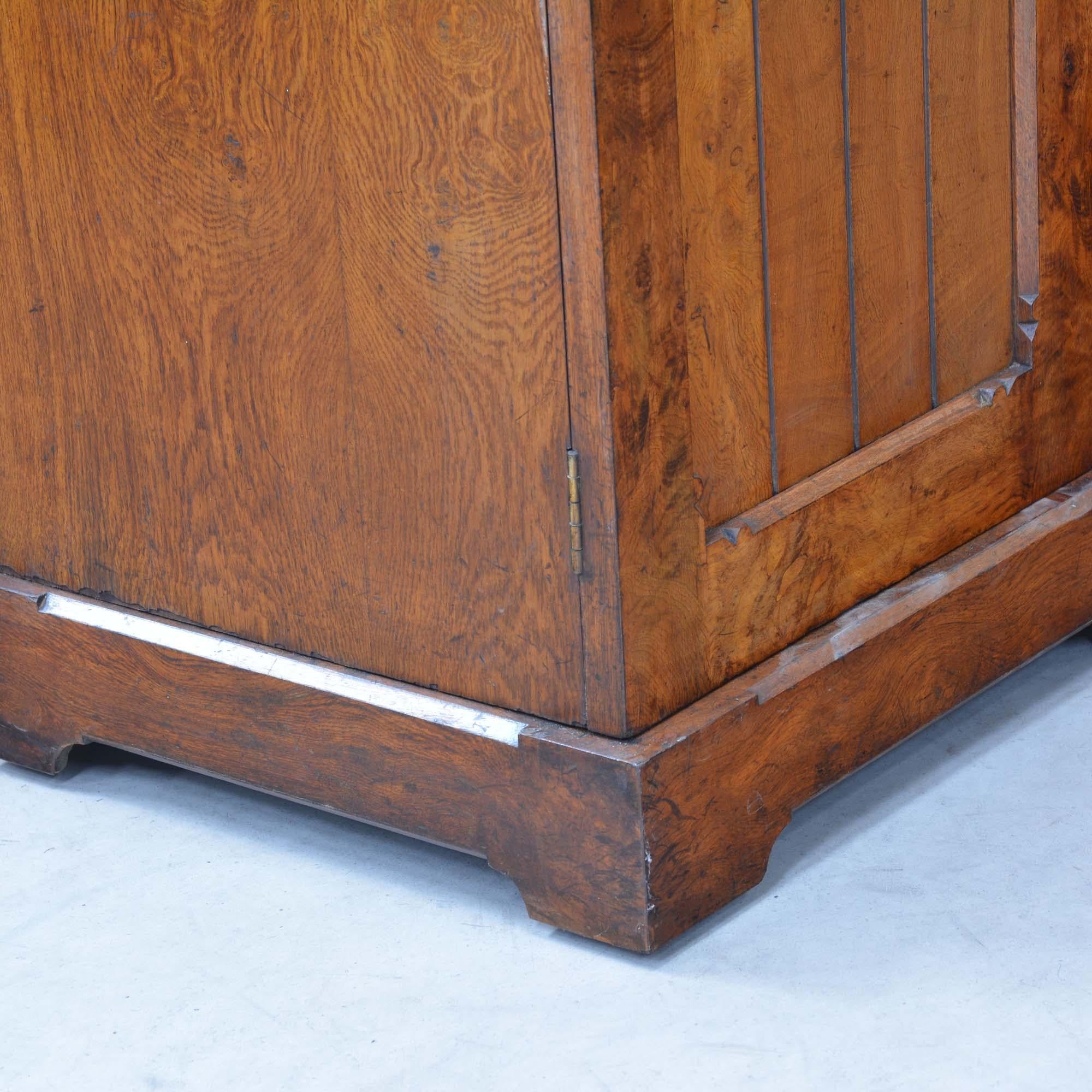 Gothic antique brown oak wardrobe by Marsh, Jones & Cribb For Sale 11