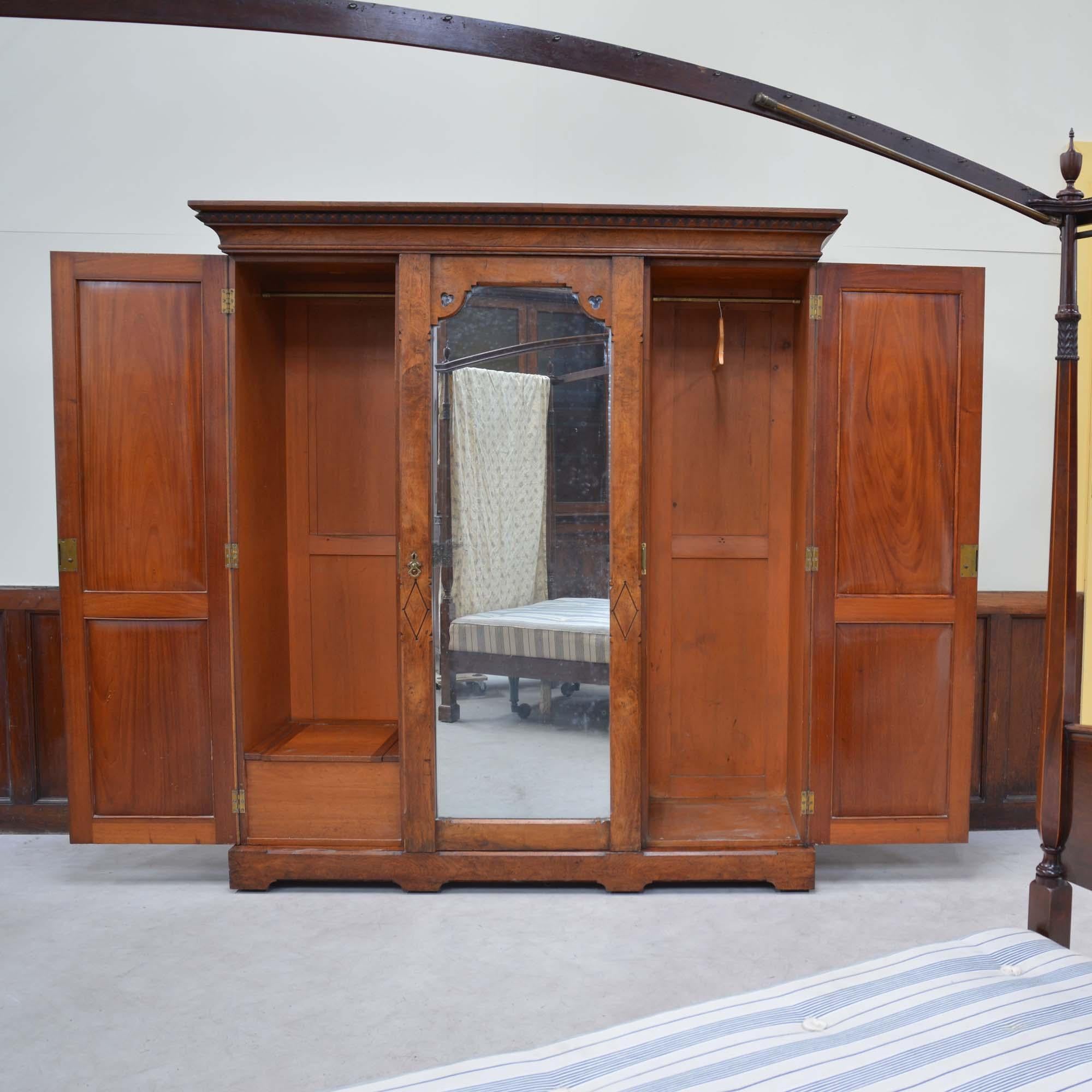 Oak Gothic antique brown oak wardrobe by Marsh, Jones & Cribb For Sale
