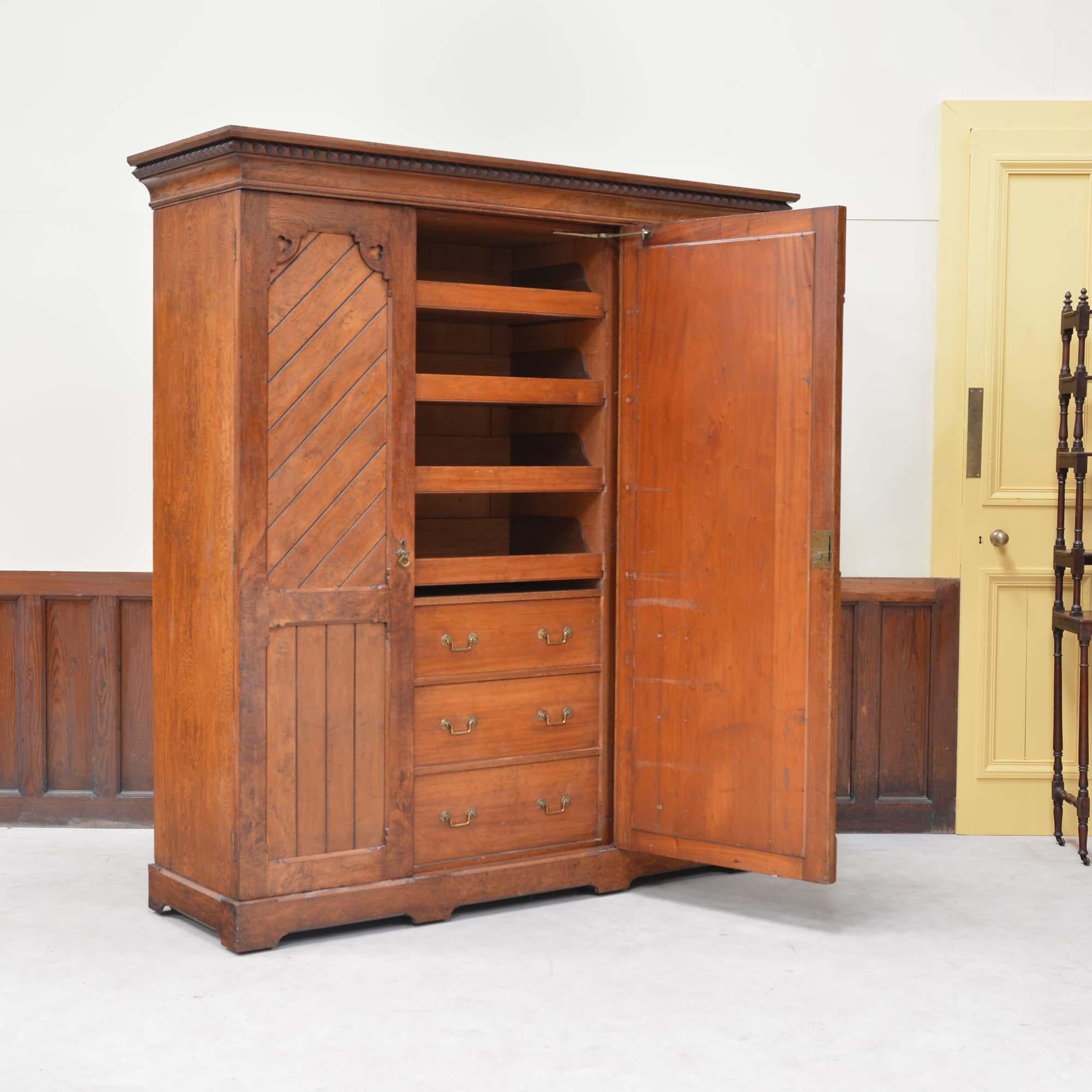 Gothic antique brown oak wardrobe by Marsh, Jones & Cribb For Sale 2