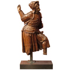 Gothic Antwerpen Altarpiece Element Representing a Warrior