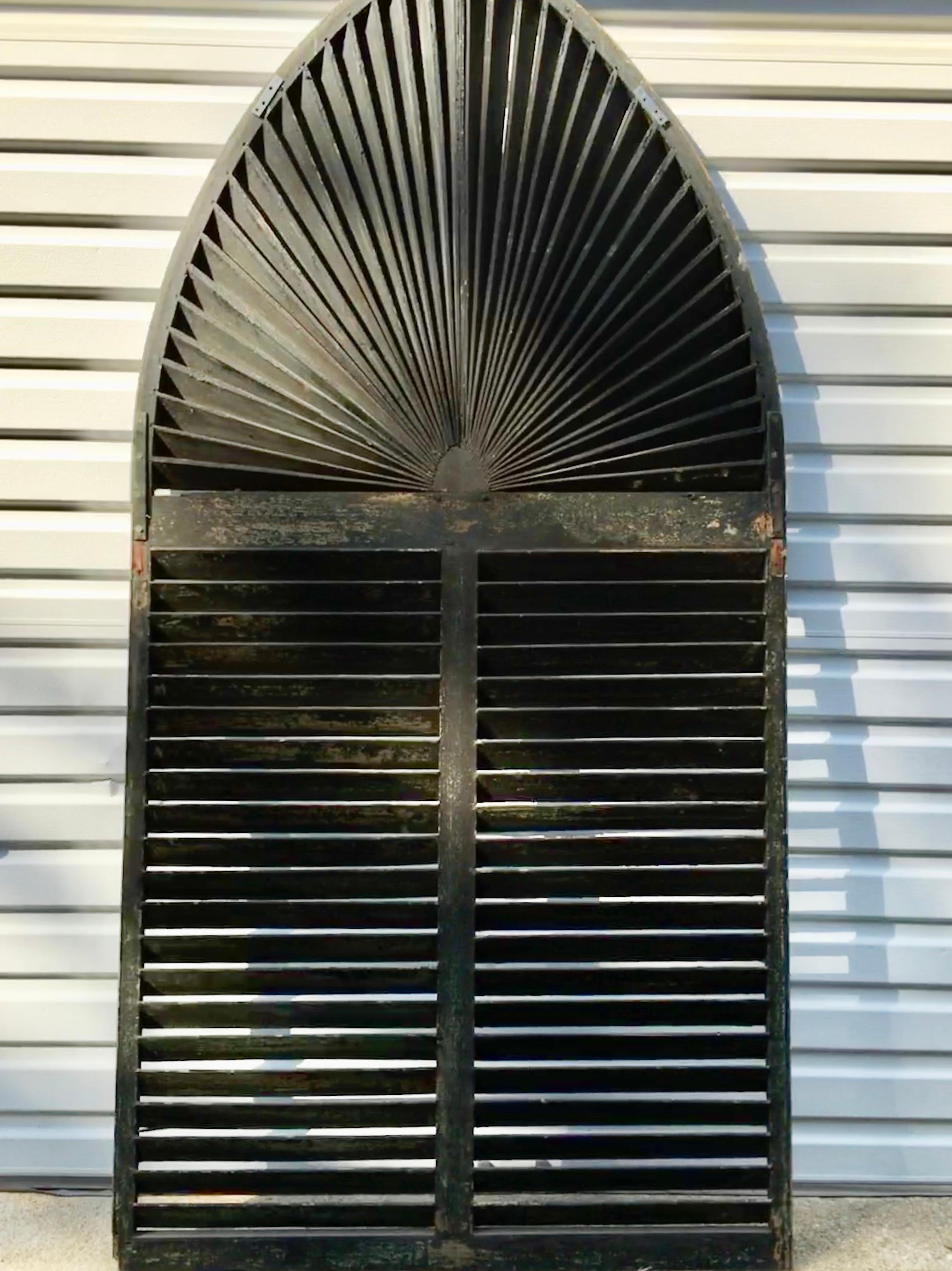 Painted Gothic Arch Window Shutter For Sale