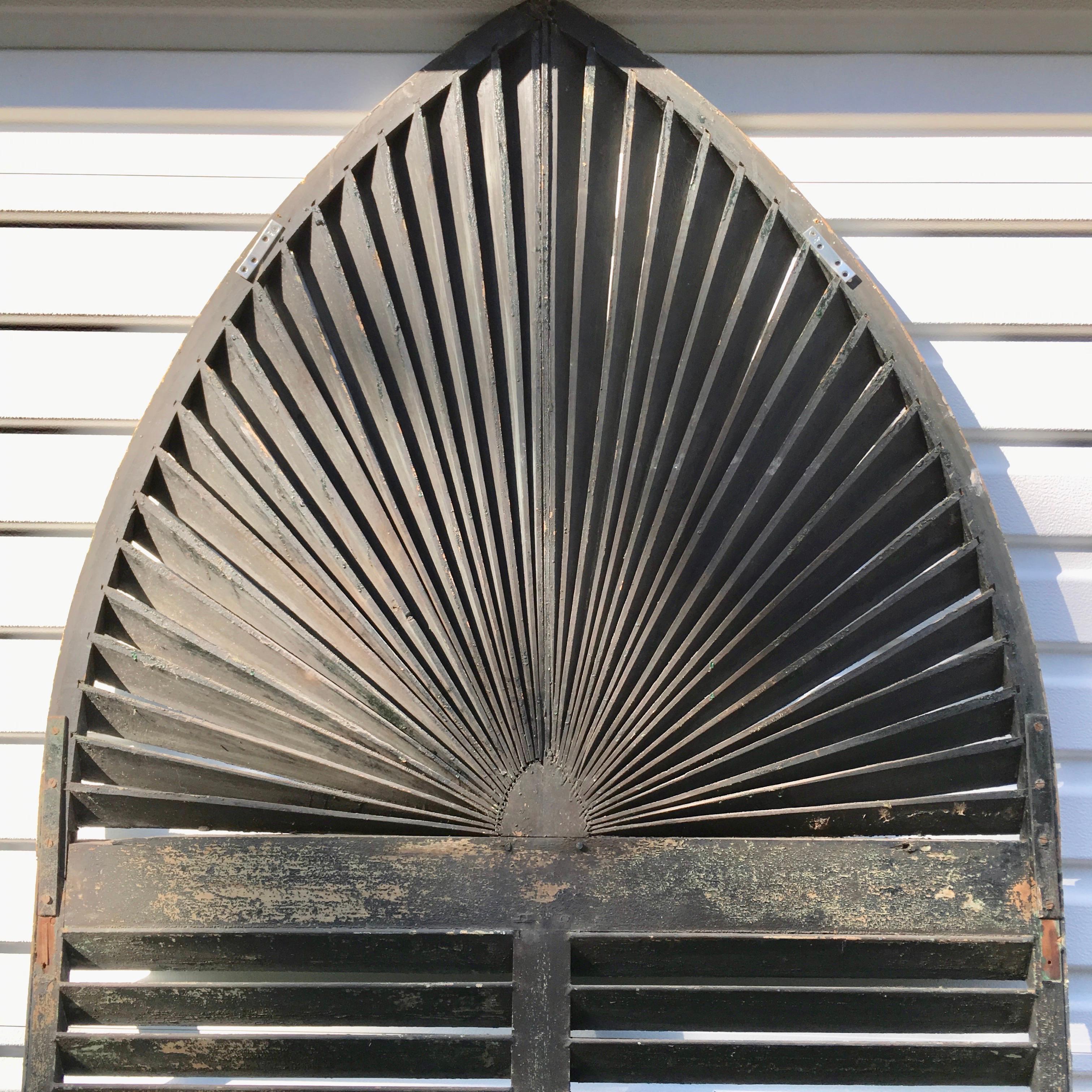 Gothic Arch Window Shutter In Distressed Condition For Sale In Hanover, MA
