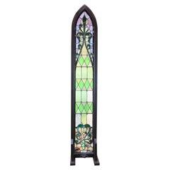 Gothic Arched Tall and Skinny Stained & Slag Glass Window