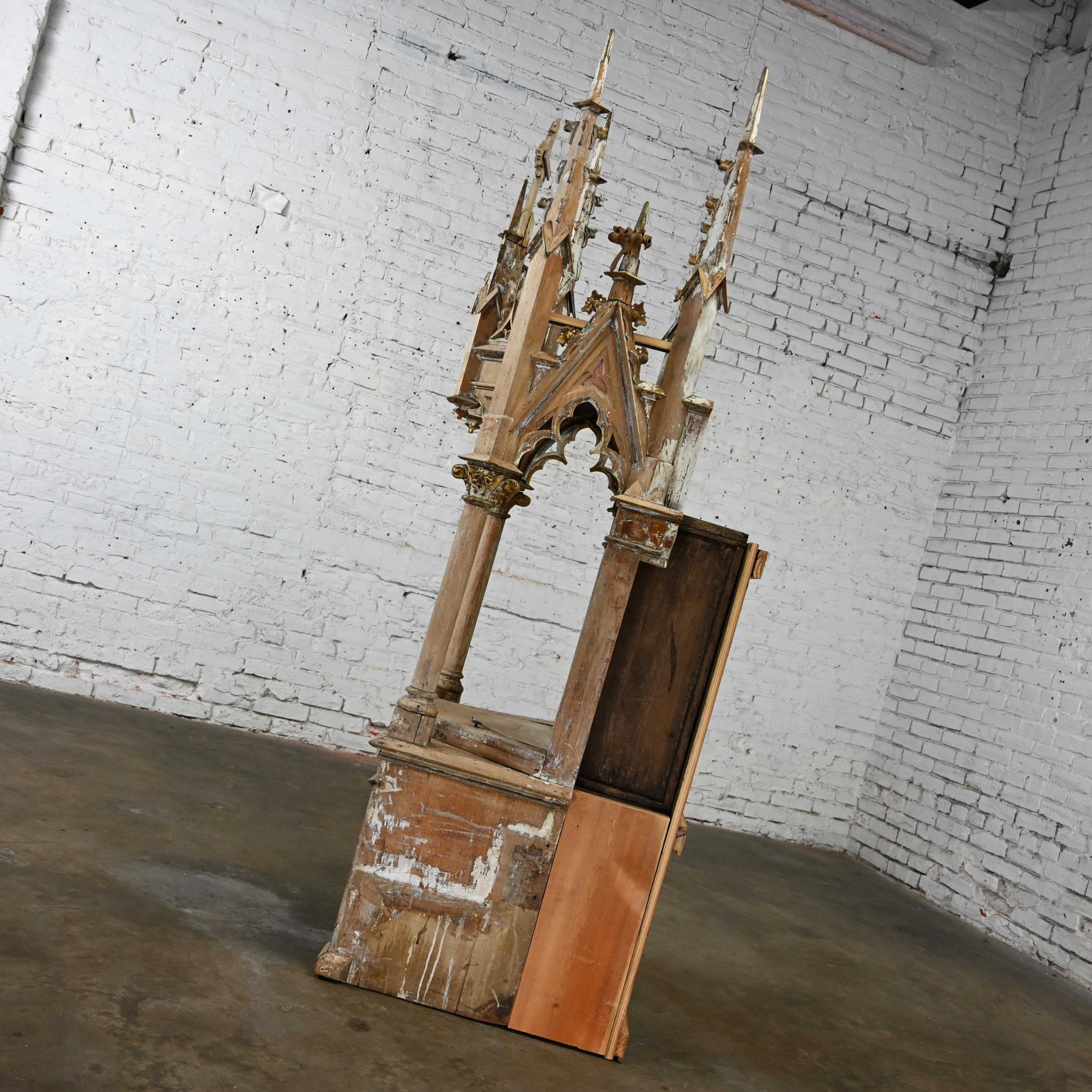 Gothic Architectural Church Spire or Steeple Pivoting Shrine Distressed Finish 1