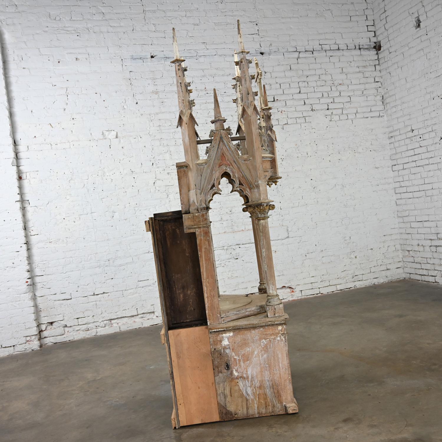 Gothic Architectural Church Spire or Steeple Pivoting Shrine Distressed Finish  For Sale 3