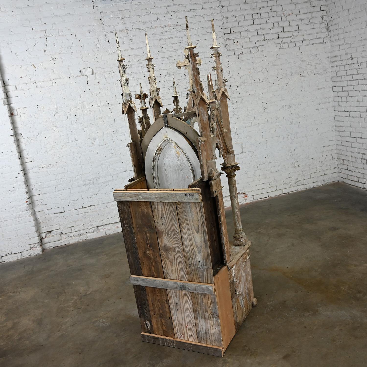 Gothic Architectural Church Spire or Steeple Pivoting Shrine Distressed Finish  For Sale 4
