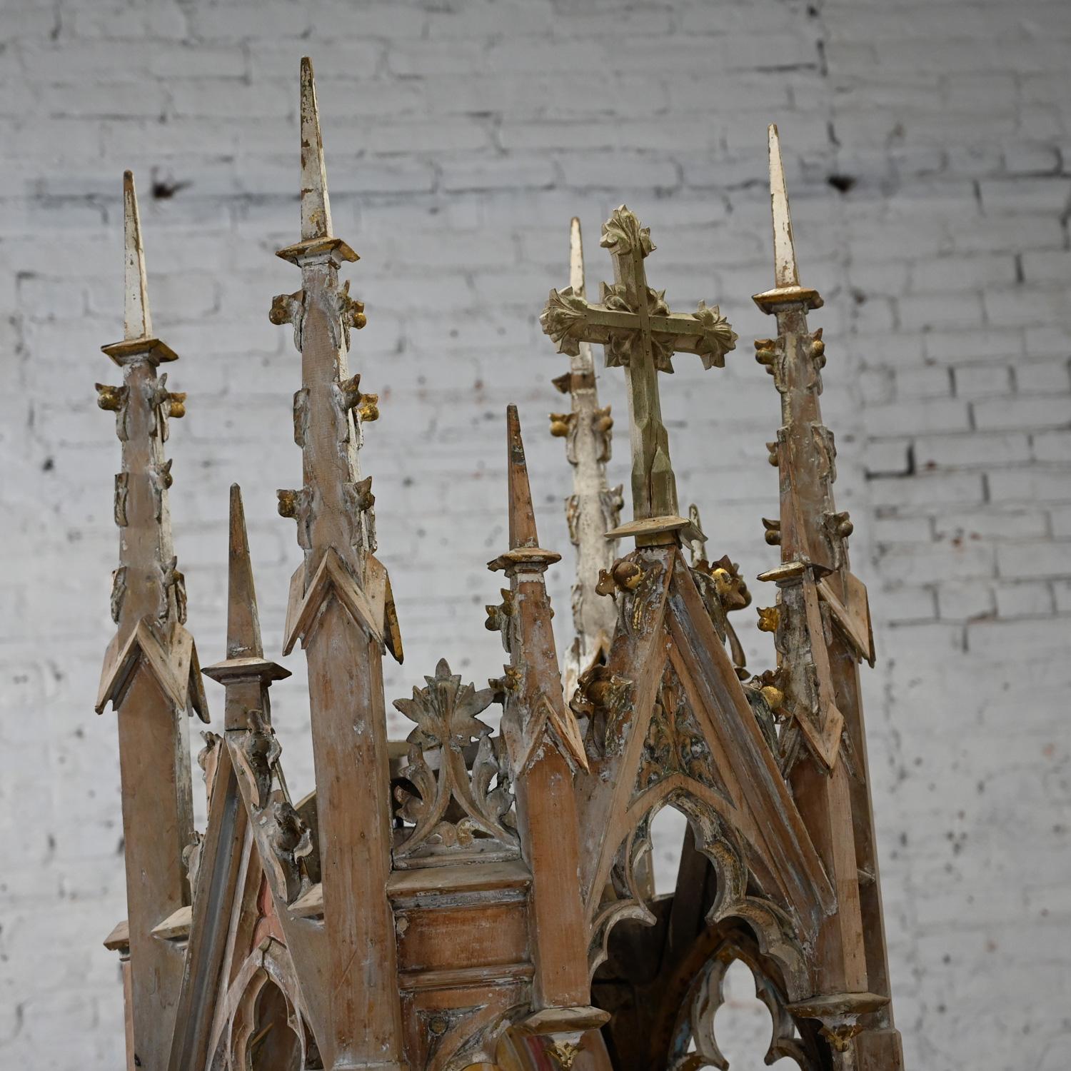 Gothic Architectural Church Spire or Steeple Pivoting Shrine Distressed Finish  For Sale 5