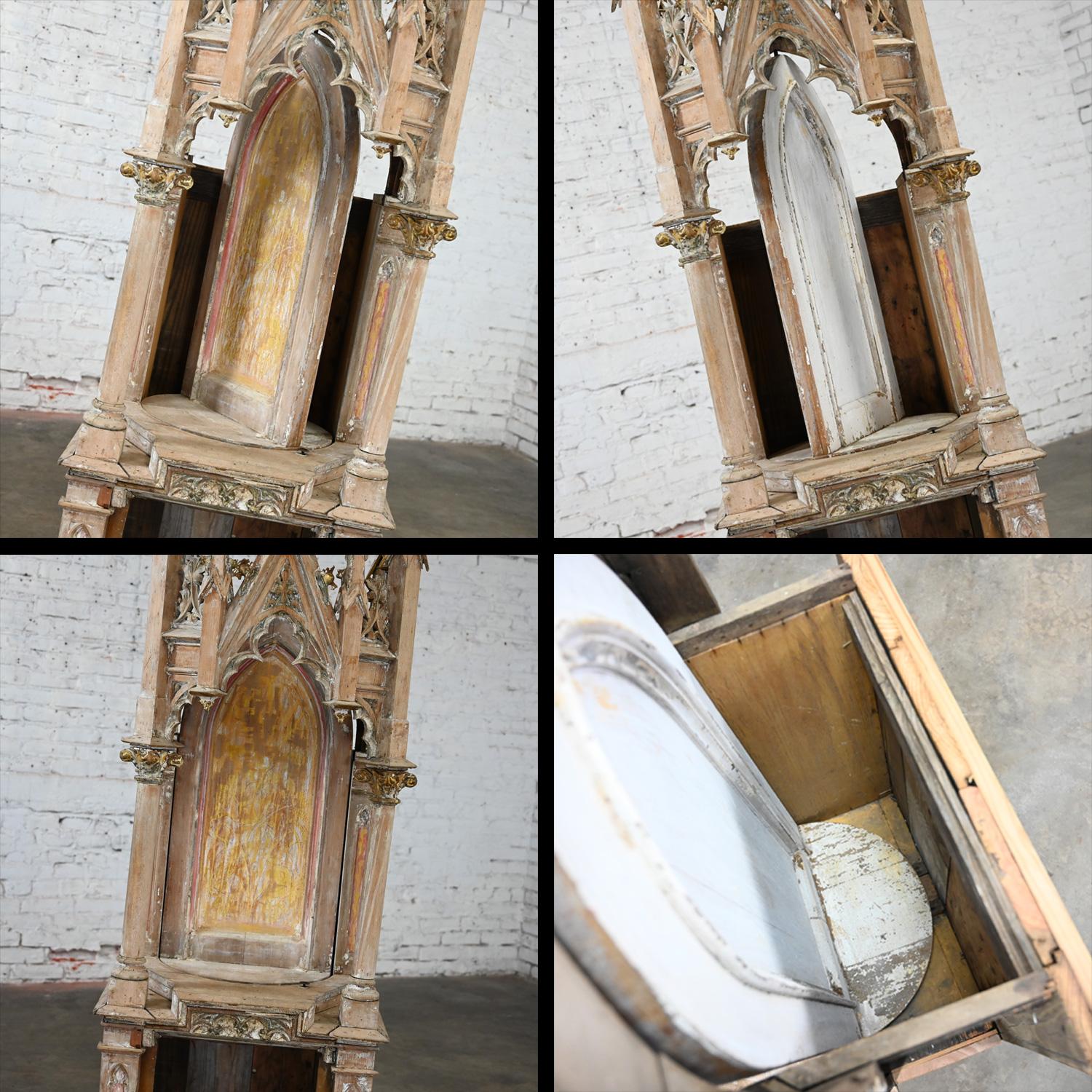 Gothic Architectural Church Spire or Steeple Pivoting Shrine Distressed Finish  For Sale 9