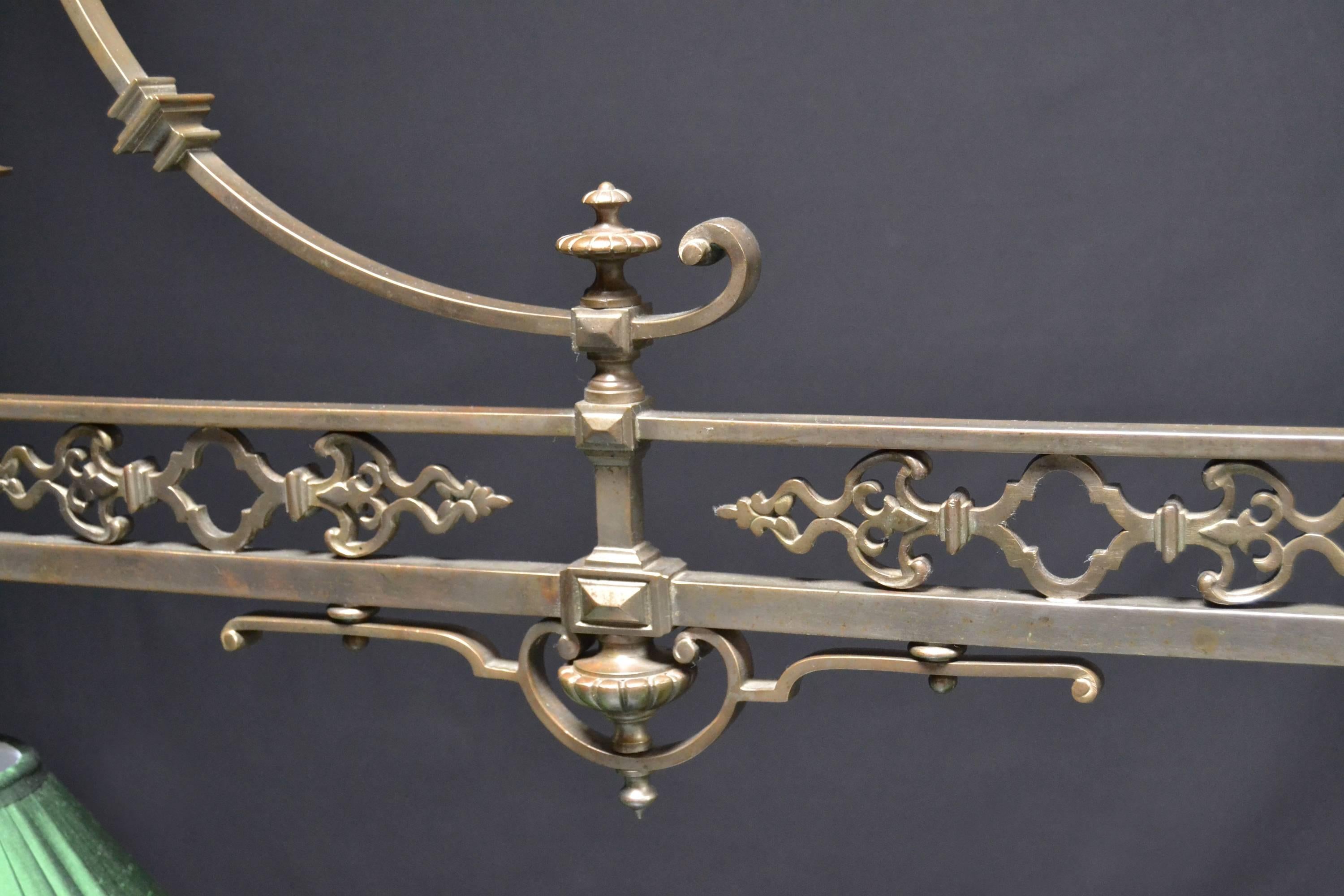 Gothic Billiard Snooker Pool Lamp Light Brass English Victorian, 1890 In Good Condition For Sale In Chilcompton, Radstock