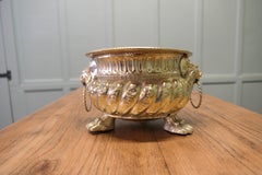 Gothic Brass Jardiniere with Lions Mask Handles  This is a lovely old piece, the