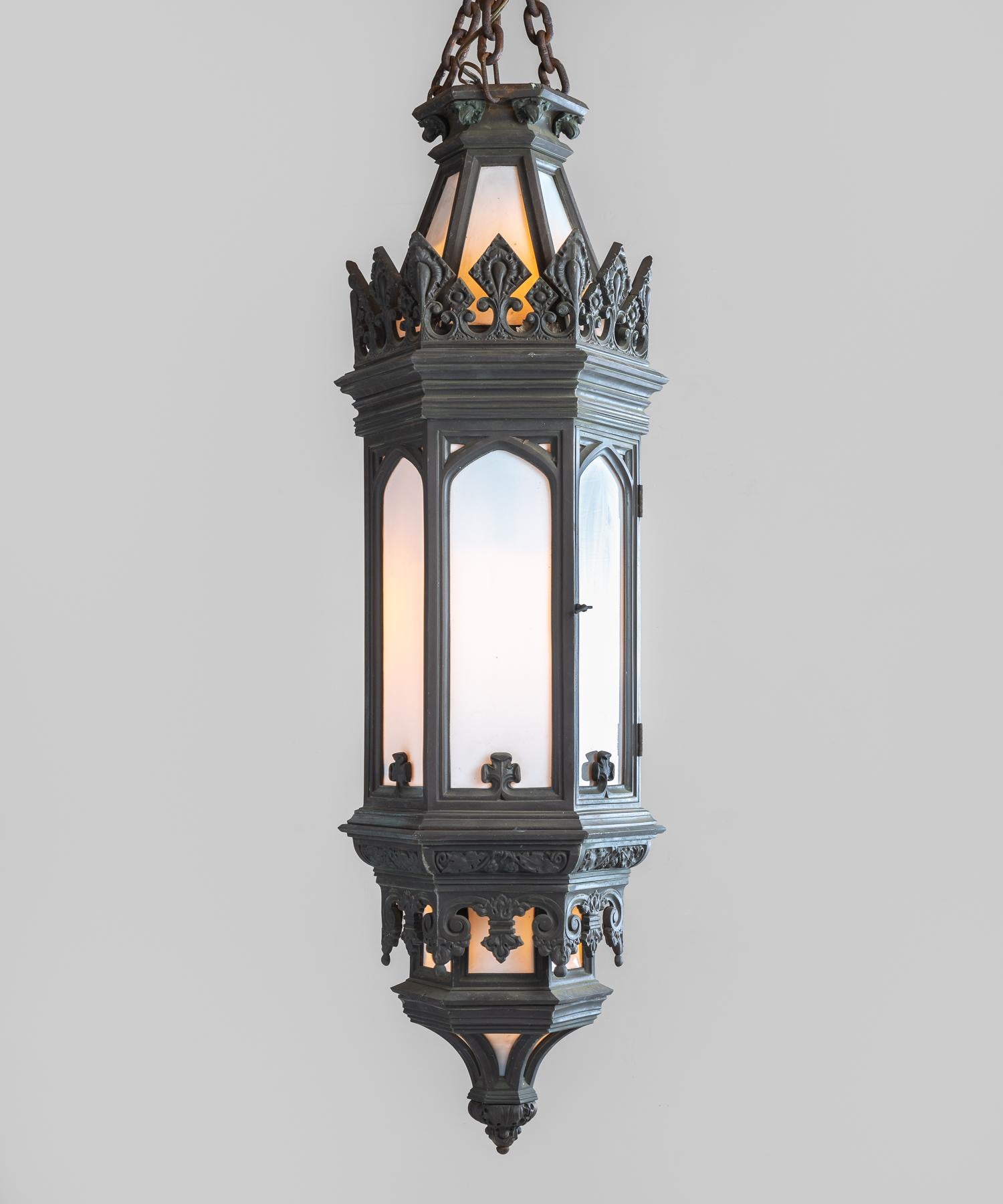American Gothic Bronze Lantern, circa 1900