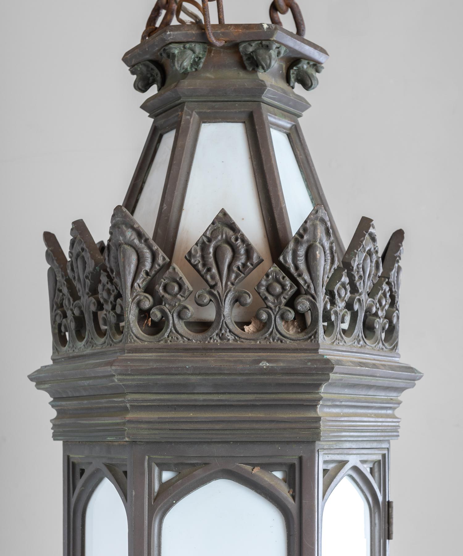 Gothic Bronze Lantern, circa 1900 2