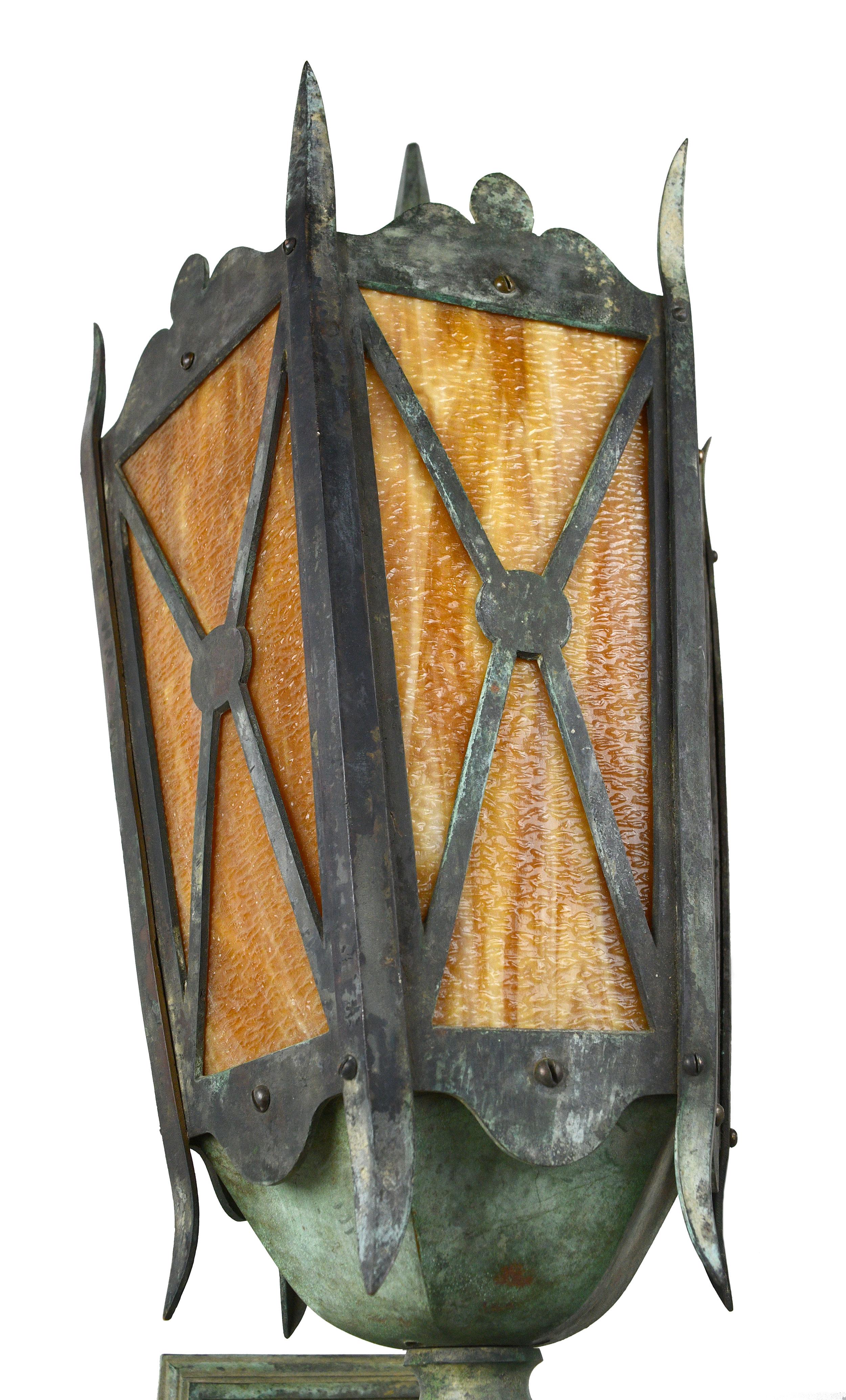 American Gothic Bronze Oversize Exterior Sconces, Pair