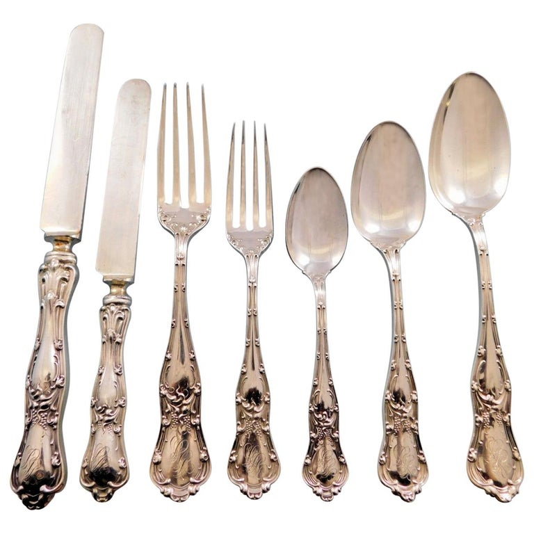 Gothic by Shiebler Sterling Silver Flatware Set for 12 Service 84 Pcs