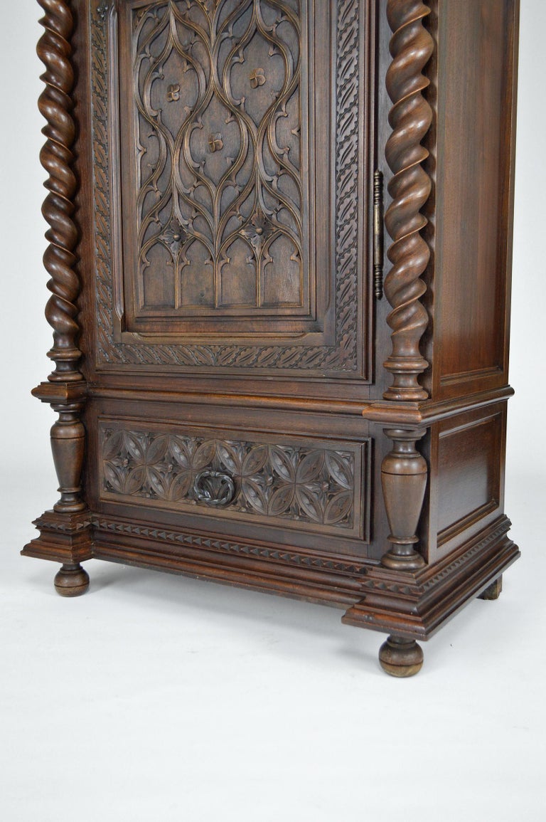 Gothic Cabinet Wardrobe In Carved Walnut Mythological Theme