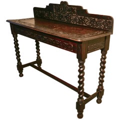 Gothic Carved Country Oak Hall Table
