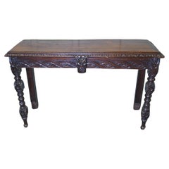 Gothic Carved Country Oak Hall Table The table is made in Oak