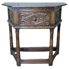 Antique Gothic Carved Oak Credence Table