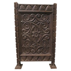 Gothic Carved Oak Fire Screen This sturdy Screen has a carved oak panel