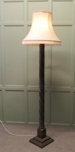Gothic Carved Oak Floor Standing Standard Lamp A skilfully turned and carved p
