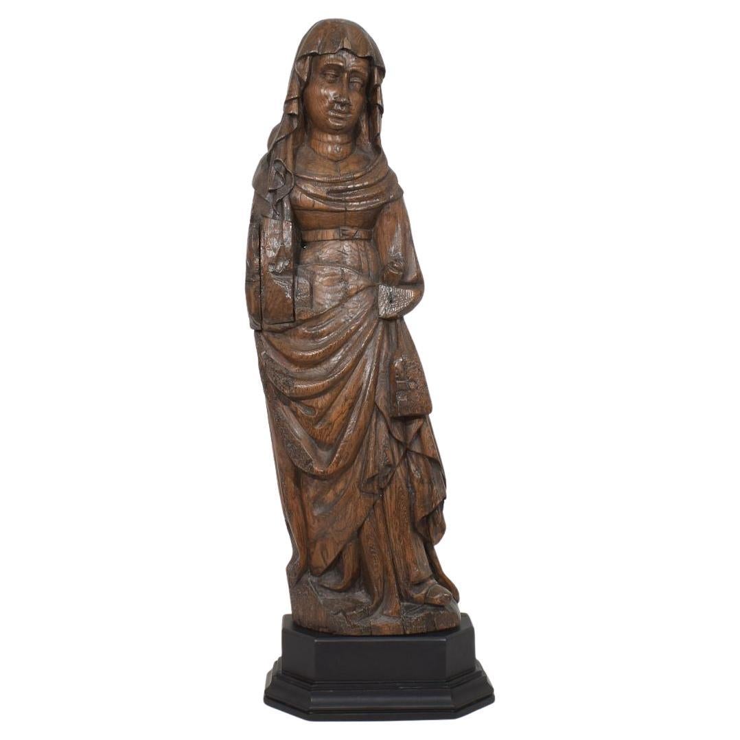 Gothic Carved Oak Madonna, Flemish, Circa 1450-1550, Antique Art