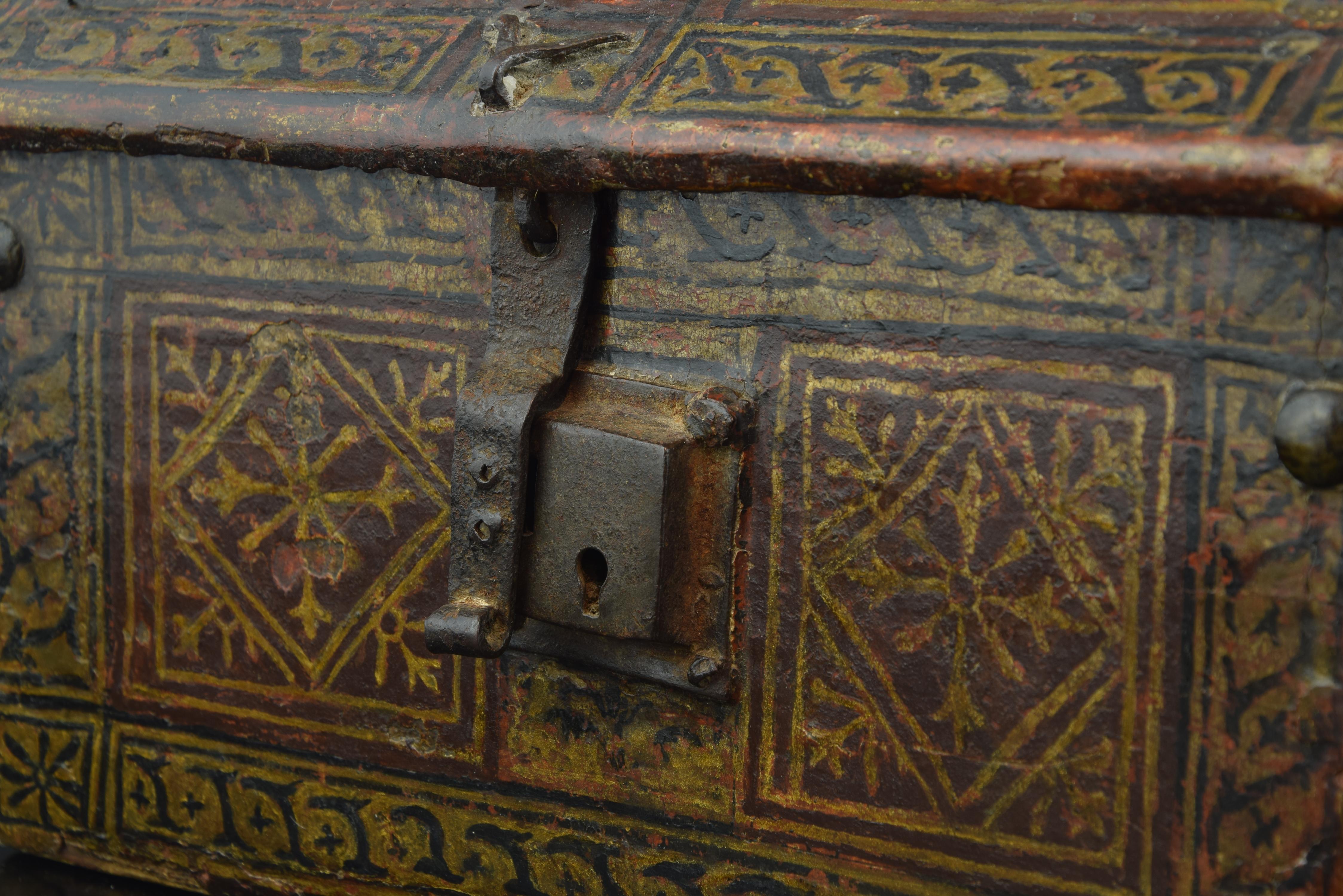 Spanish Gothic Chest, Spain, Late 15th Century, Polychromed Wood