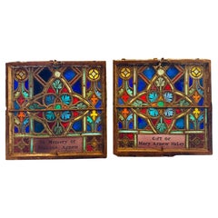 Antique Gothic Church Windows 23" x 23"