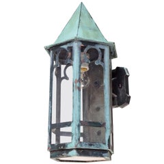 Gothic Copper Exterior Sconce with Patina