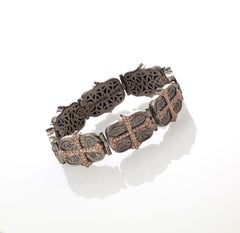 Gothic Cross 2.56 Diamond Bracelet 14K Rose Gold Sterling Silver & Palladium