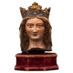 Antique Gothic crowned Head - Île de France, 14th century 
