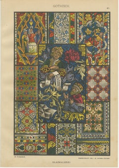 Gothic Decorative Art Prints: Stained Glass, Sculpture and Textile Motifs 1887