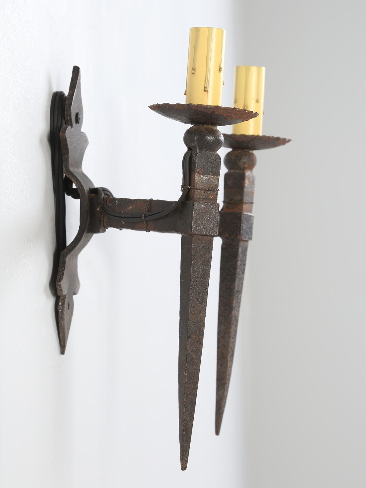 French Gothic Design Single Two-Light Sconce Handcrafted in France
