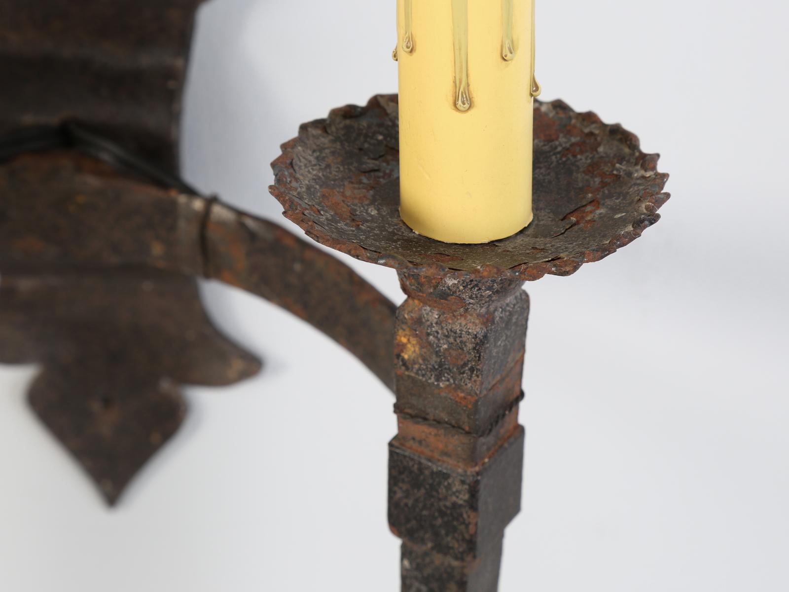 Steel Gothic Design Single Two-Light Sconce Handcrafted in France