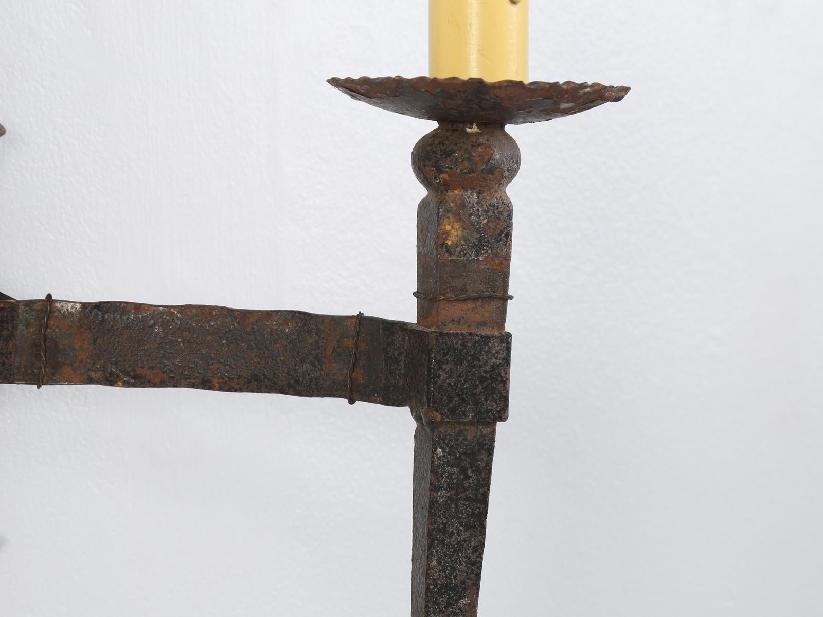 Gothic Design Single Two-Light Sconce Handcrafted in France 1