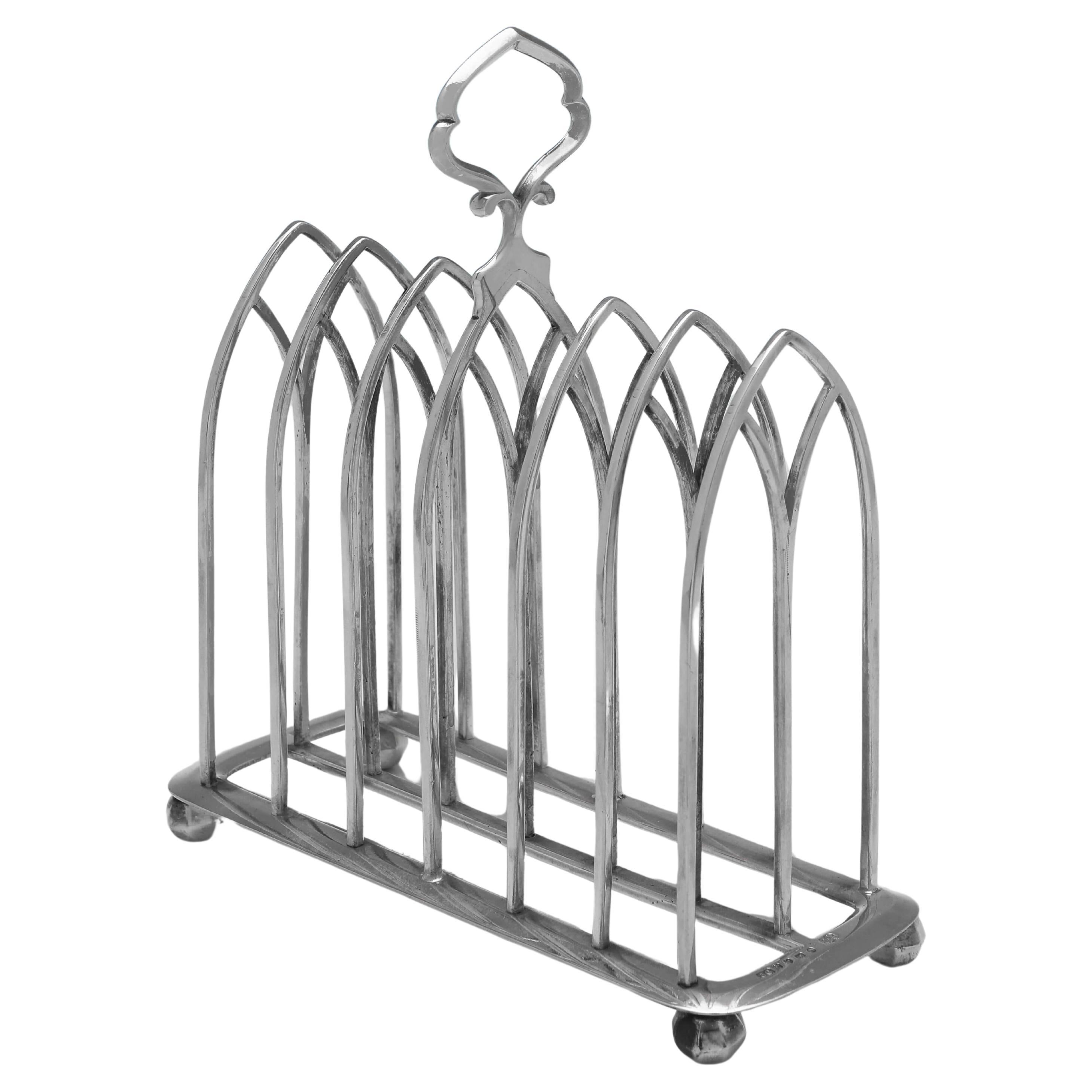 Gothic Design Victorian Sterling Silver Toast Rack - Made in 1846 For Sale