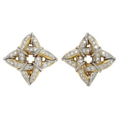 Boucles d'oreilles gothiques en platine et or jaune 18 carats