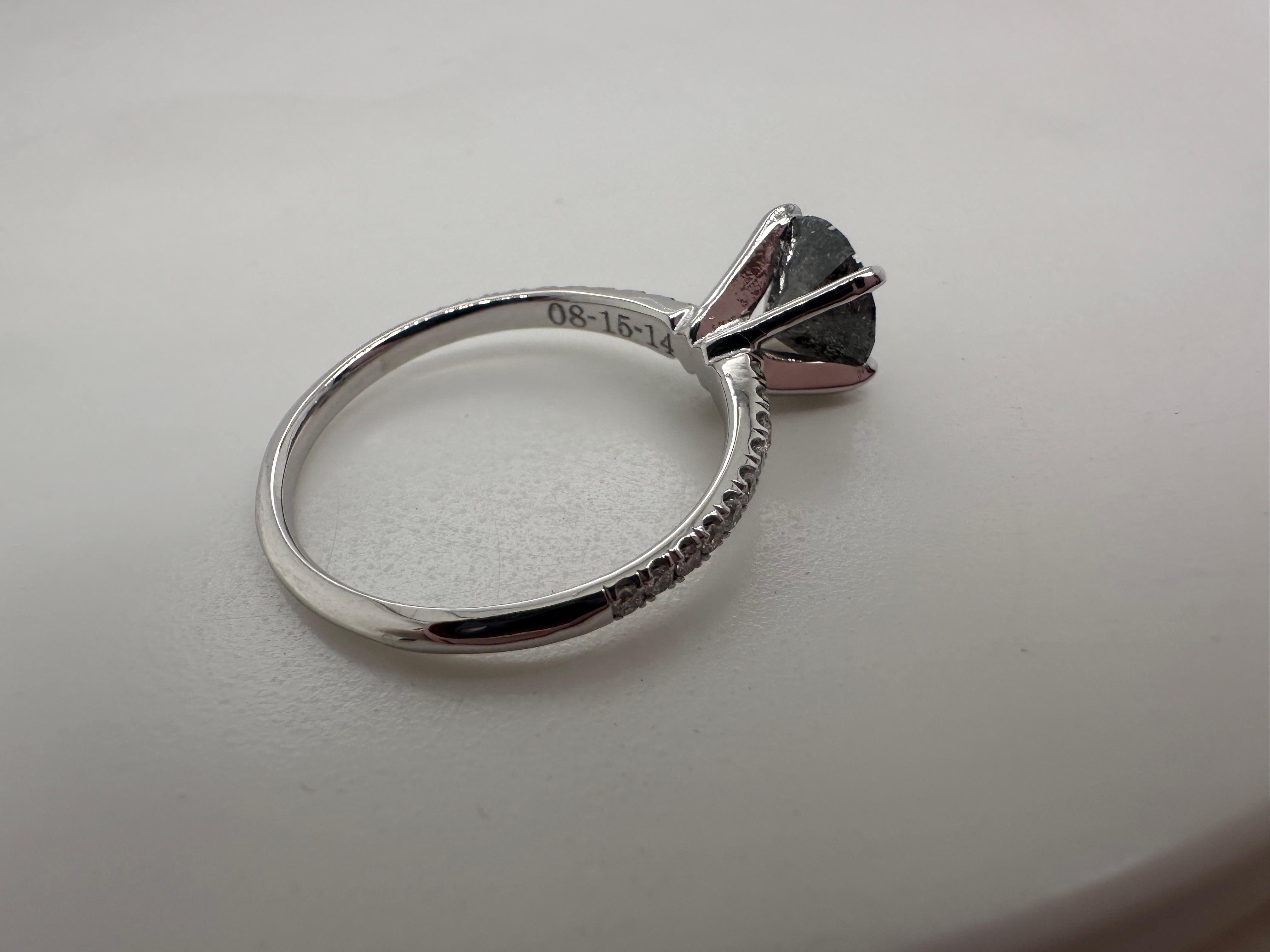 Round Cut Gothic engagement ring Black diamond engagement ring 18KT white gold For Sale