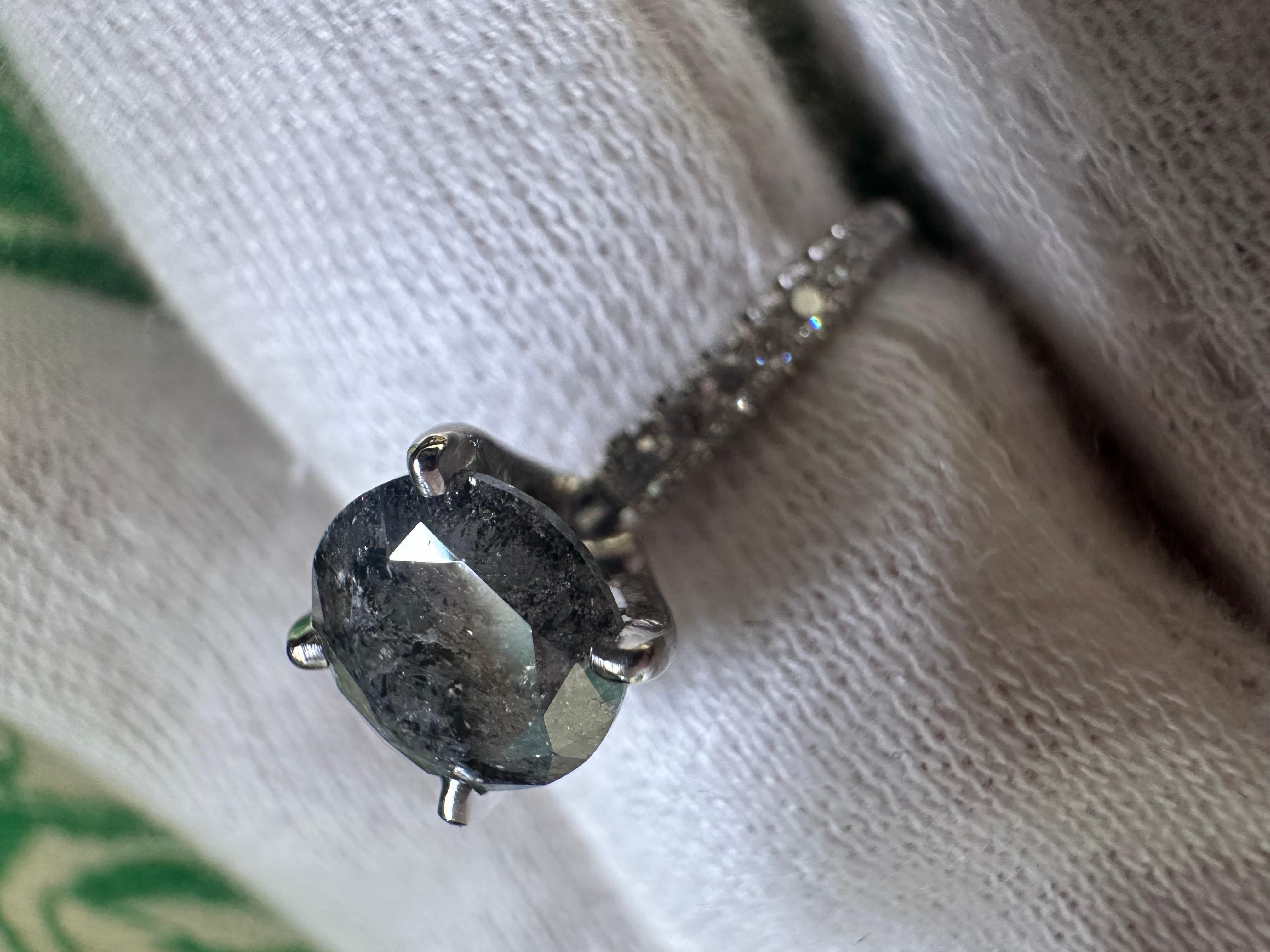 Gothic engagement ring Black diamond engagement ring 18KT white gold In New Condition For Sale In Boca Raton, FL
