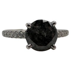 Gotik-Verlobungsring mit schwarzem Diamanten 18KT Weißgold
