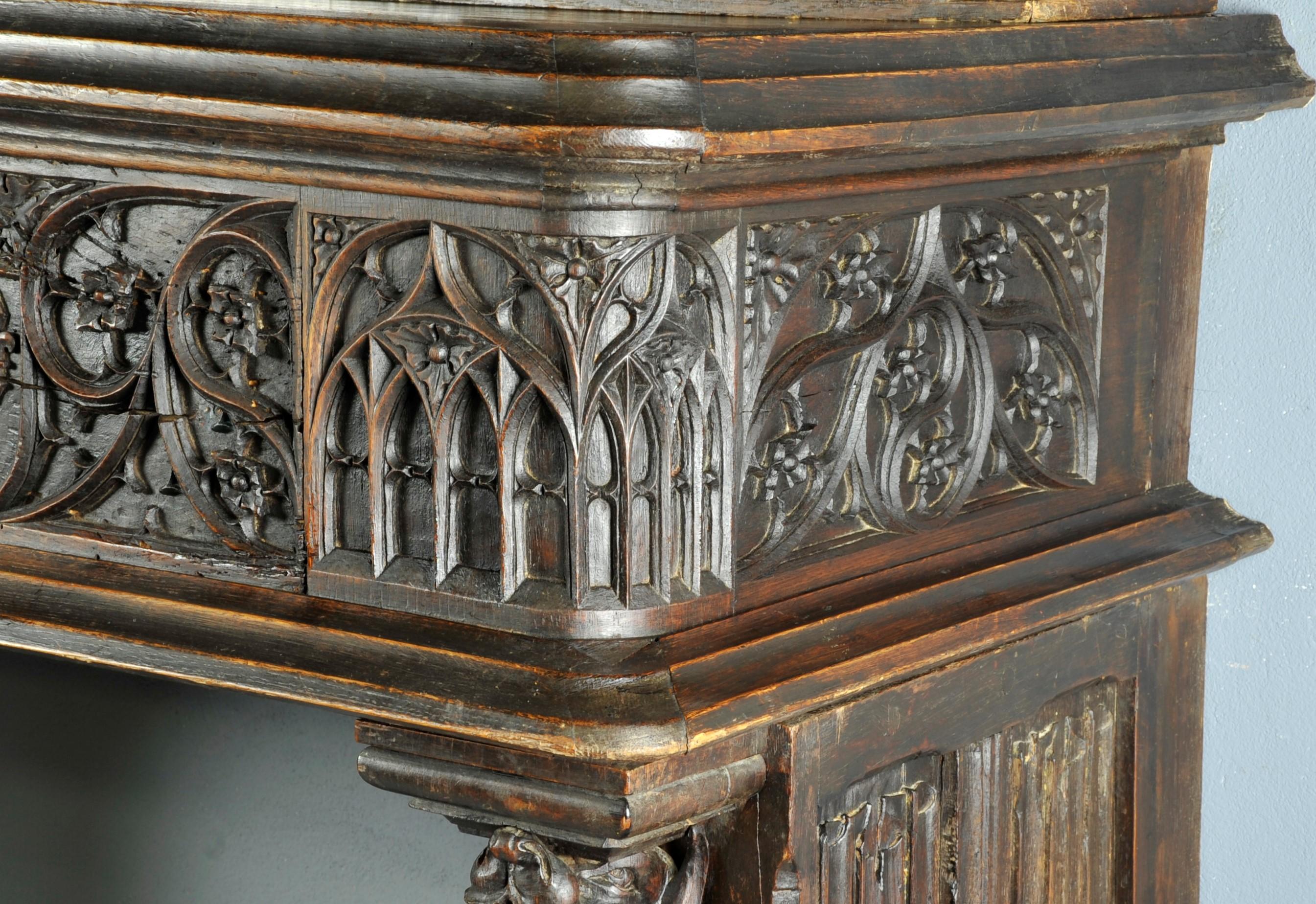 17th Century GOTHIC Fireplace  Fine, Large and Stately,  Oak