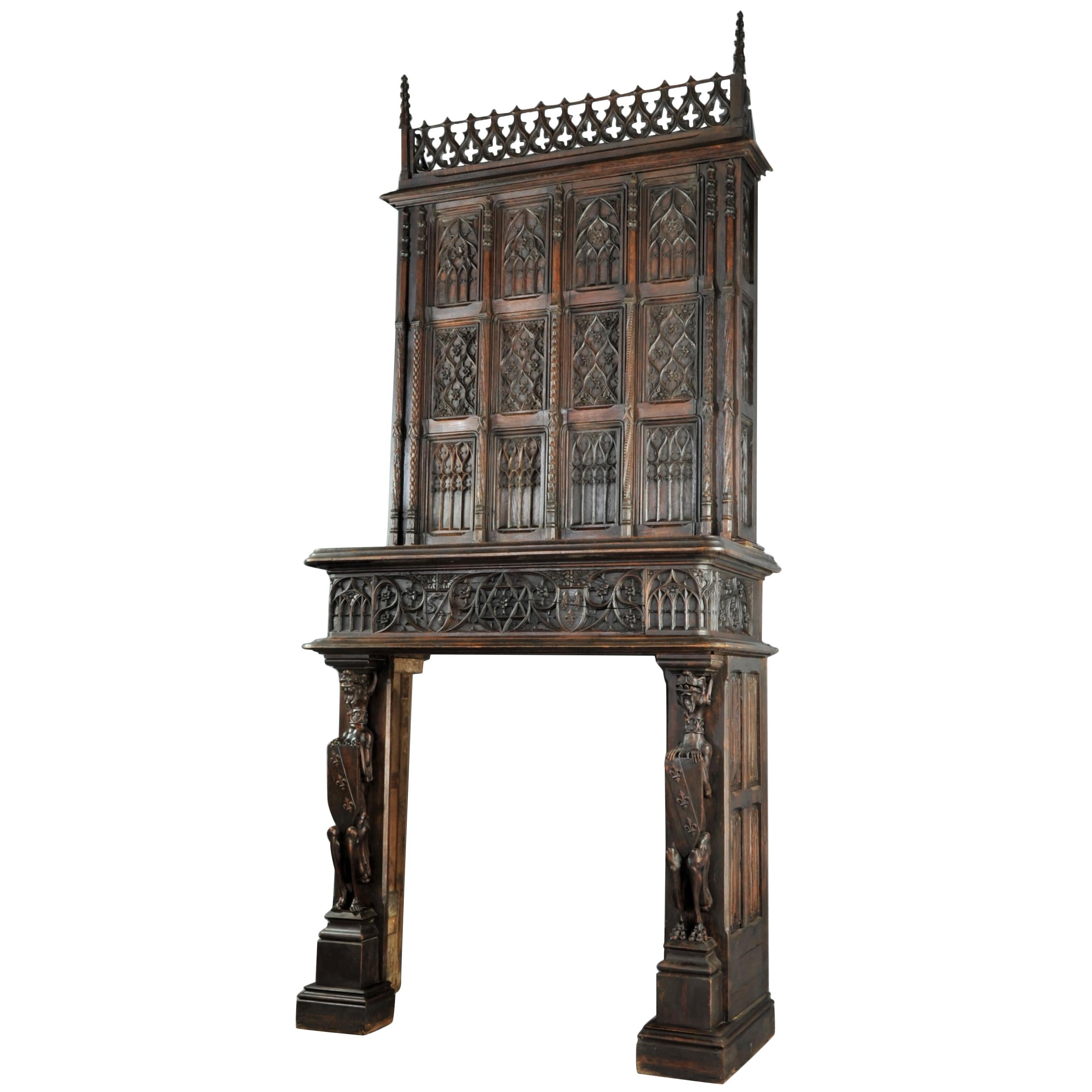 GOTHIC Fireplace  Fine, Large and Stately,  Oak