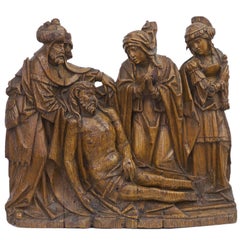 Gothic Flemish Oak Altarpiece of ​the Lamentation of Christ