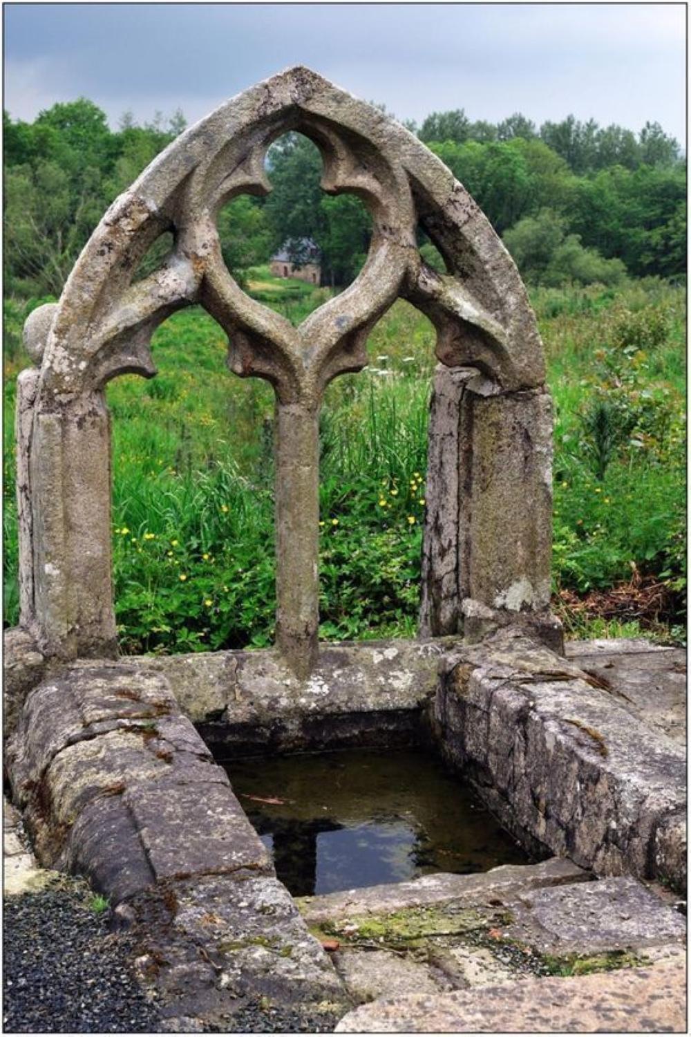 Idée de fontaine murale Gothic Hand Carved Stone Surround Architectural Element Wall Mount Fountain en vente 9