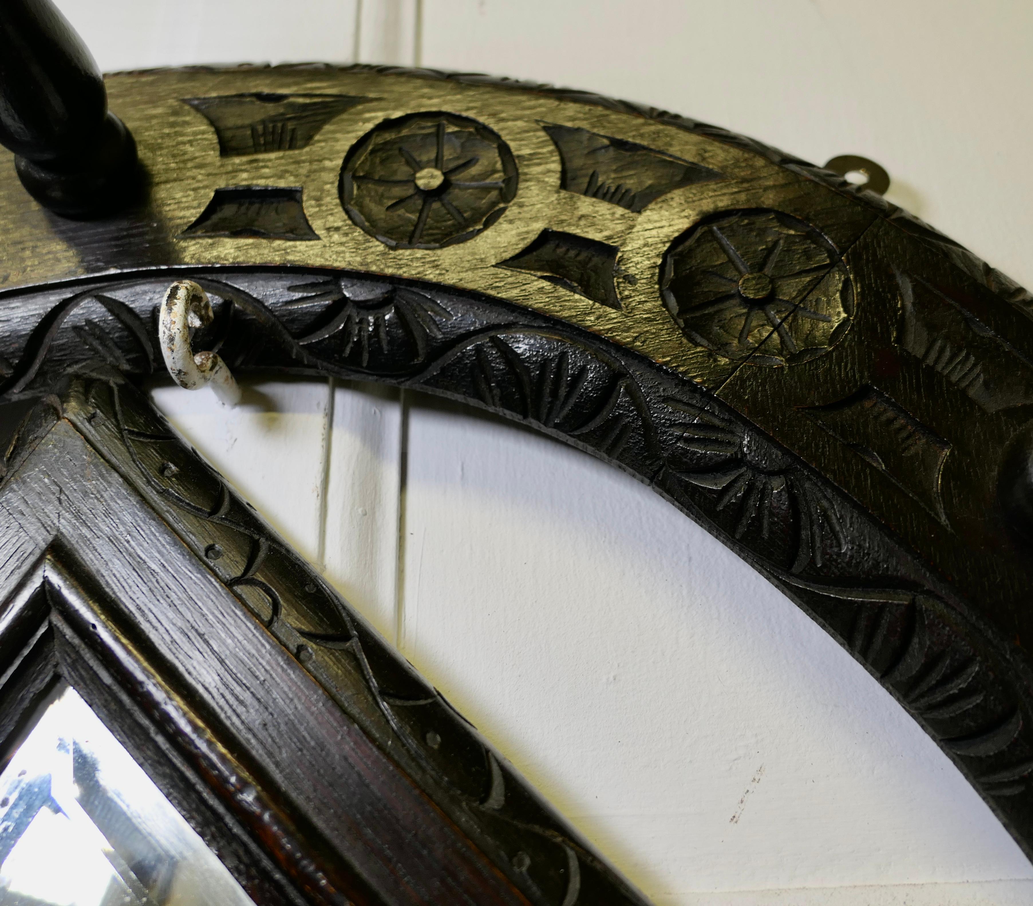 Gothic Horseshoe Coat and Tack Rack with Mirror   A very fine quality piece   For Sale 2